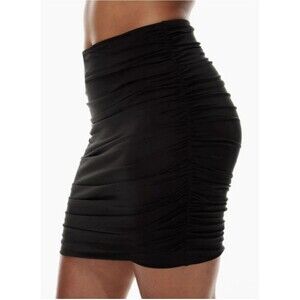 Aritzia Babaton Gehry Skirt Ruched Mini Pencil Skirt Black Size Large